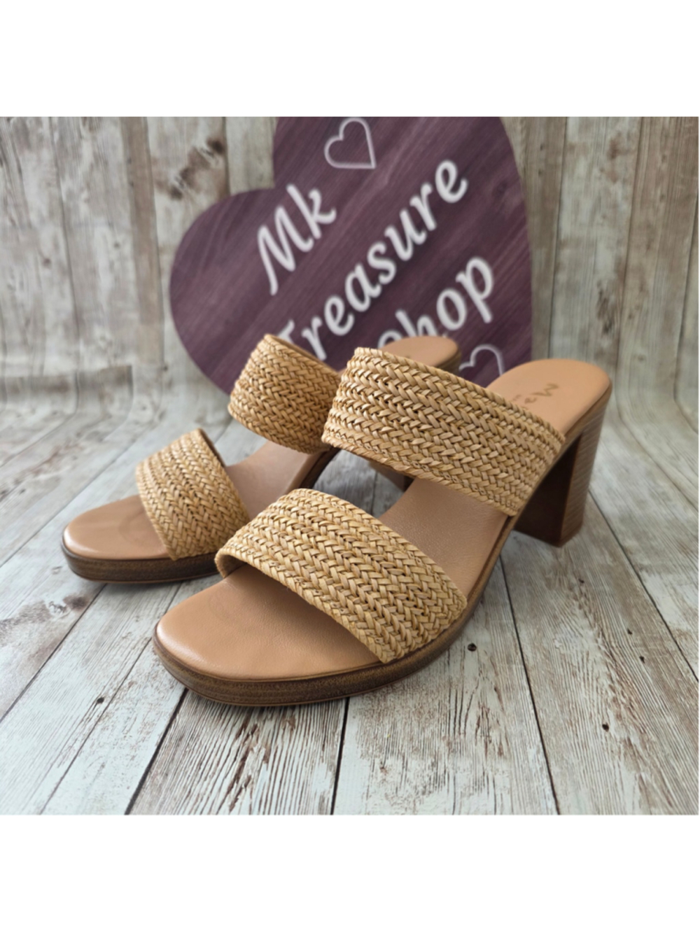 Women's Mariella Woven Heeled Sandals Beige Brown Size 7.5
